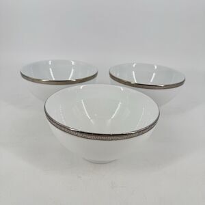 Set of 3 Charter Club Grand Buffet Platinum Rim Cereal Bowls 5.5” Porcelain